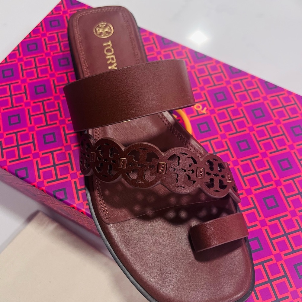 Tory Burch Brown Floral Sandals